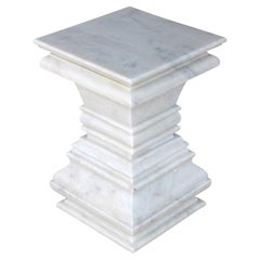 Architectural Marble Side Table with Column Capital Form