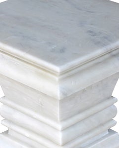 Architectural Marble Side Table with Column Capital Form