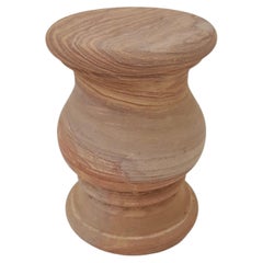 Organic Modern Stone Side Table in Rainbow Teakwood