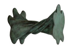 Hollywood Regency Bronze Table (Green Marble), Cast Accent Base