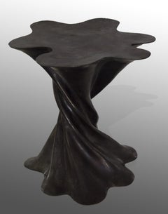 Handmade Cast Bronze Table (Black Marble), Waltz Sculptural Base