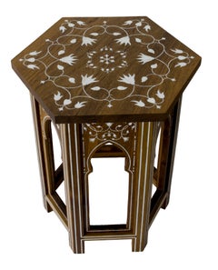 Mother of Pearl Accent Table, Mehraab Wood Inlay