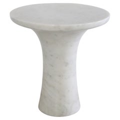 Stone Drum Table (17"), White Marble Tabla Side Table