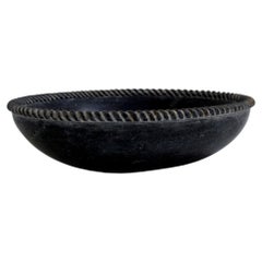 Stone Rope Bowl (14", Black Marble, Oval), Carved Marble Decorative Bowl