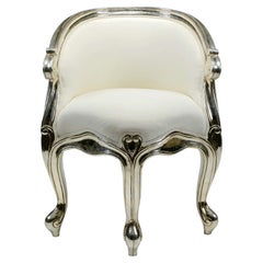 Luxury Accent Chair, Raj White Bronze Metal Frame