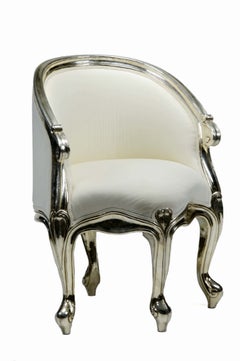 Luxury Accent Chair, Raj White Bronze Metal Frame