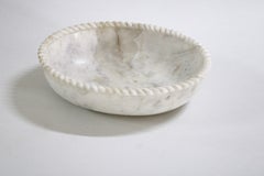 Luxury Marble Bowl (14", White Marble, Oval), Hand-Carved Rope Texture