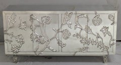 Art Deco Credenza, Floral White Bronze Metal Clad