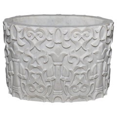 Luxury Marble Table Base, Hand-Carved Lotus Oval