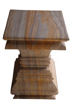 Architectural Rainbow Teakwood stone Side Table with Column Capital Form