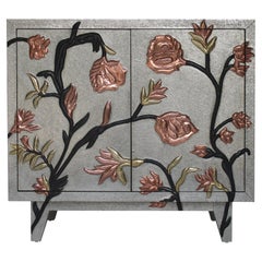 Luxury Nightstand, Mixed Metal Multicolour Floral