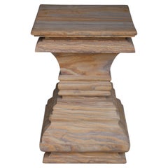 Rainbow Teakwood Statement Pedestal, Sculptural Side Table