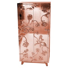 Art Deco Armoire, Floral Copper Cabinet