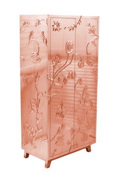 Art Deco Armoire, Floral Copper Cabinet