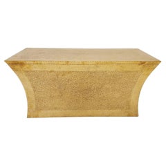 Art Deco Bench, Medium Hammered Brass Metal Clad