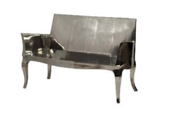Drawing Room Settee in Smooth White Bronze, Louise Two-Seat