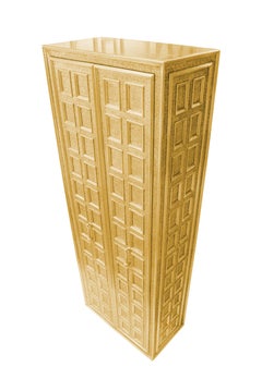 Anglo-Indian Armoire (30"), Metal Wrapped Wardrobe Cabinet