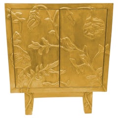 Luxury Nightstand (28", Smooth), Hand-Embossed Floral Metal Clad