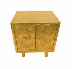 Luxury Nightstand (28", Smooth), Hand-Embossed Floral Metal Clad