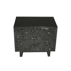 Sculptural Bedside Chest, Floral Metal Cladding