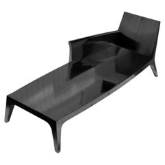Contemporary Chaise, Smooth Antiqued White Bronze Metal Clad
