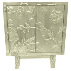 Luxury Nightstand (28", Smooth), Hand-Embossed Floral Metal Clad
