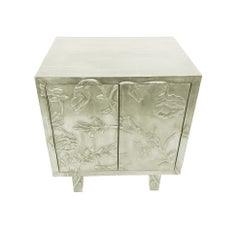 Luxury Nightstand (28", Smooth), Hand-Embossed Floral Metal Clad