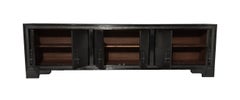 Antiqued White Bronze Carre Credenza 96", Metal Clad Diagonal Hammered Sideboard
