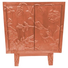 Luxury Nightstand (28", Smooth), Hand-Embossed Floral Metal Clad