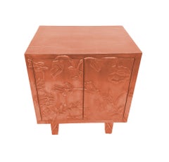 Luxury Nightstand (28", Smooth), Hand-Embossed Floral Metal Clad