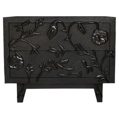 Metal Clad Large Chest, Floral Embossed Bedside