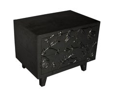 Organic Modern Nightstand, Large Floral Metal Chest