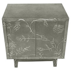 Luxury Nightstand (28", Med. Hammered), Hand-Embossed Floral Metal Clad