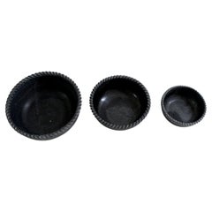 Marble Rope Bowl (12" dia, Black Marble, 2"H), Hand-Carved Stone Vessel