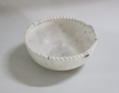 Hollywood Regency Bowl (12" dia, White Marble, 5"H), Marble Rope Carved