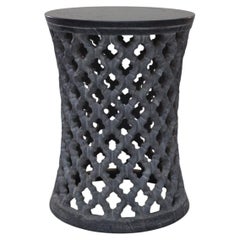 Paul Mathieu Jour Jali Side Table, Hand-Carved Black Marble
