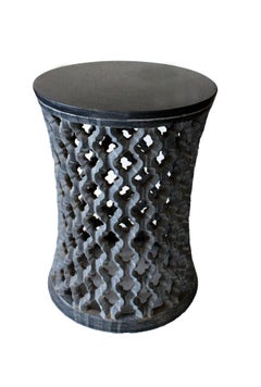 Paul Mathieu Jour Jali Side Table, Hand-Carved Black Marble