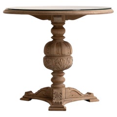 Neo-Renaissance Carved Table With Glass Top