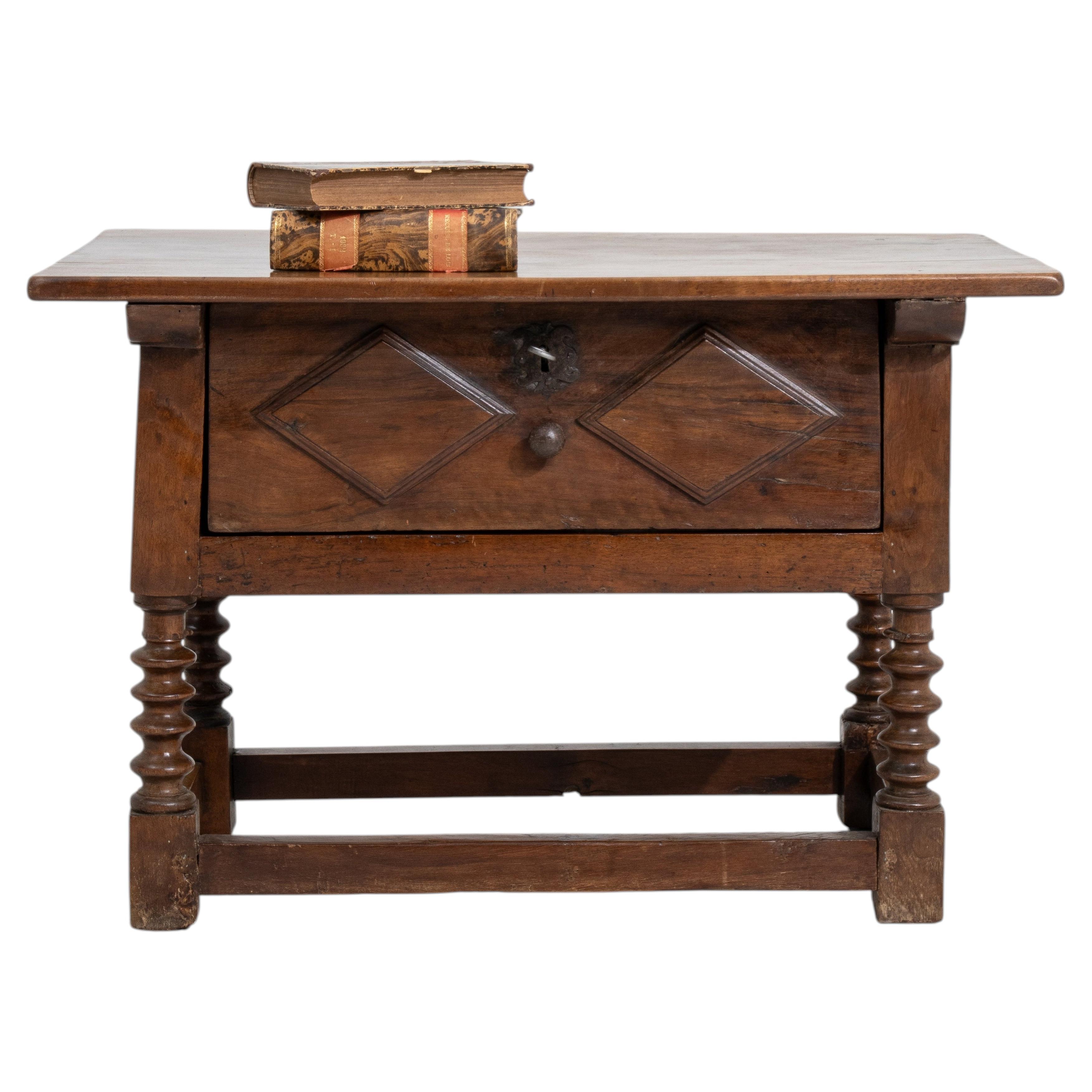 Spanish Colonial Side Table With Single Drawer For Sale