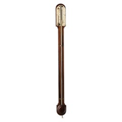 Mercury barometer with thermometer; made of Noble Wood - 19th century