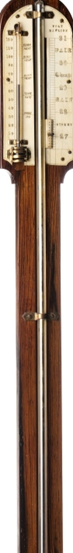 Mercury barometer with thermometer; made of Noble Wood - 19th century