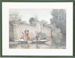 Engraving - Boys in boats
