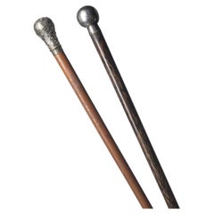 Silver - Two walking sticks with silver - 19th century