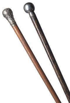 Silver - Two walking sticks with silver - 19th century