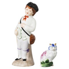Porcelain - Hunter toothpick holder and cat sculpture - Vista Alegre