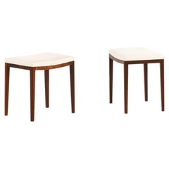 Pair of Scandinavian Modern Stools in Rosewood and Wool, 1960s
