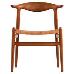 Scandinavian Modern JH-505 Cowhorn Chair in Teak and Cane by Hans Wegner, 1952