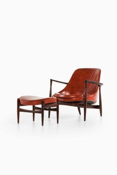 Elizabeth Easy Chair and Stool in Rosewood and Leather by Ib Kofod-Larsen, 1956