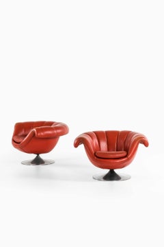 Juego de dos sillones de aluminio y cuero, diseño de Lennart Bender, década de los 60