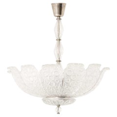Plafonnier moderne scandinave en chrome et verre, signé Carl Fagerlund, années 1940